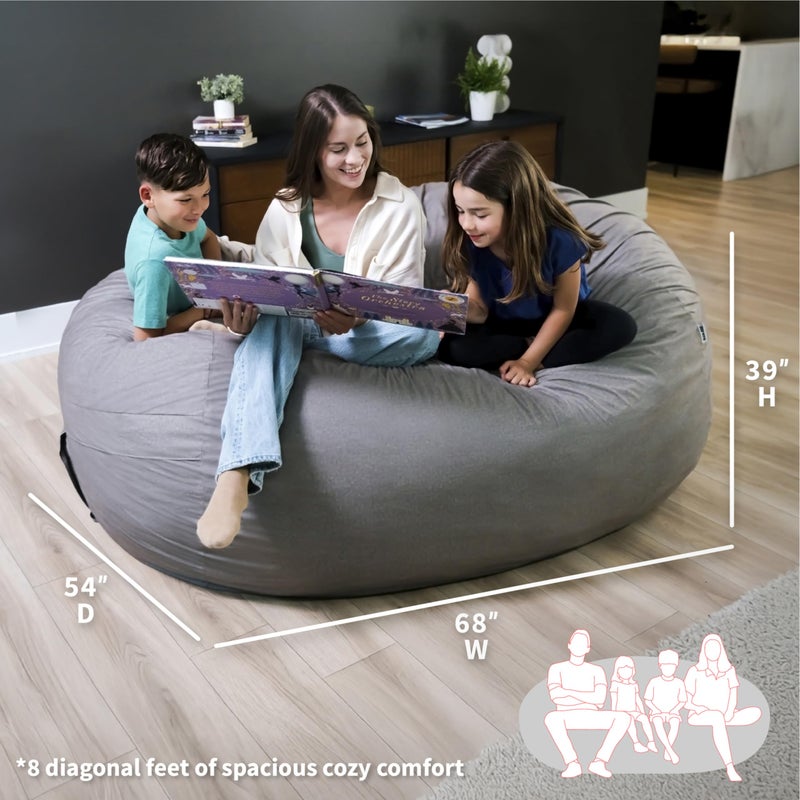 Big Joe Fuf XXL Cover Only Machine Washable, Fog Lenox, Durable Woven Polyester - Image 2